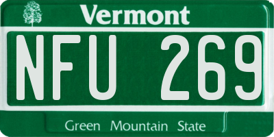 VT license plate NFU269