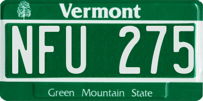 VT license plate NFU275