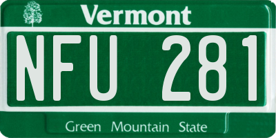 VT license plate NFU281