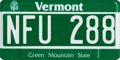 VT license plate NFU288