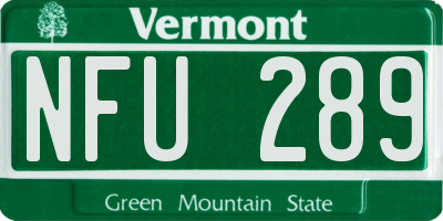 VT license plate NFU289