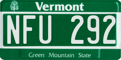 VT license plate NFU292