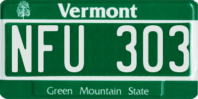 VT license plate NFU303
