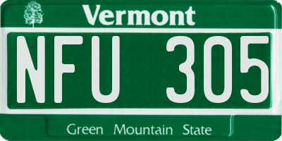 VT license plate NFU305