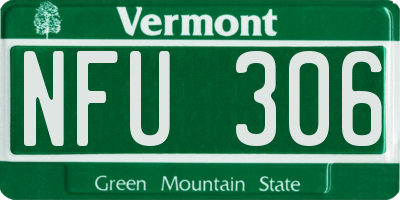 VT license plate NFU306