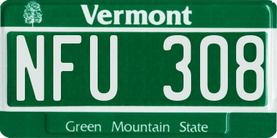VT license plate NFU308