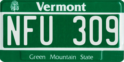 VT license plate NFU309