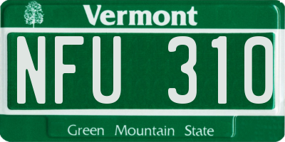 VT license plate NFU310
