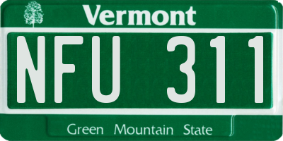VT license plate NFU311
