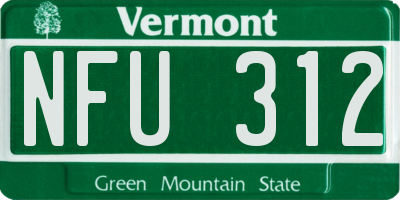 VT license plate NFU312