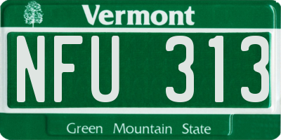VT license plate NFU313