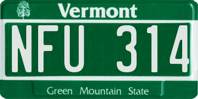 VT license plate NFU314