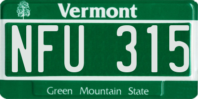 VT license plate NFU315