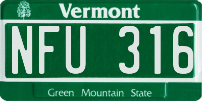 VT license plate NFU316
