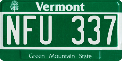 VT license plate NFU337