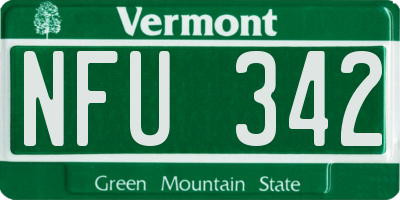 VT license plate NFU342