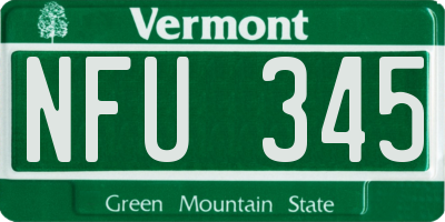 VT license plate NFU345