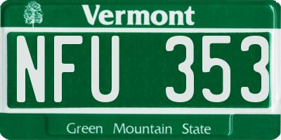 VT license plate NFU353