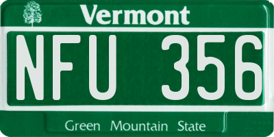 VT license plate NFU356