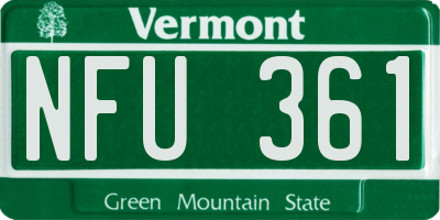 VT license plate NFU361
