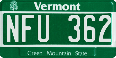 VT license plate NFU362