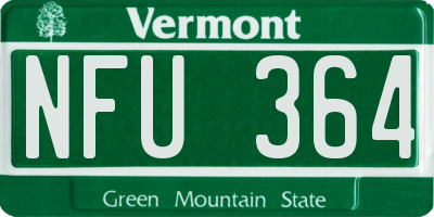 VT license plate NFU364