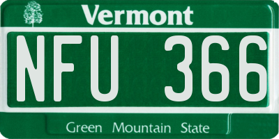 VT license plate NFU366