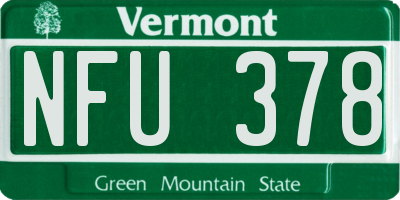 VT license plate NFU378