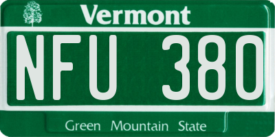 VT license plate NFU380