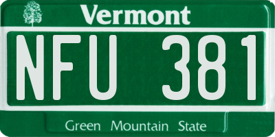 VT license plate NFU381
