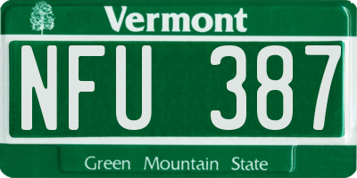 VT license plate NFU387