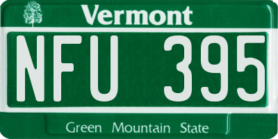 VT license plate NFU395