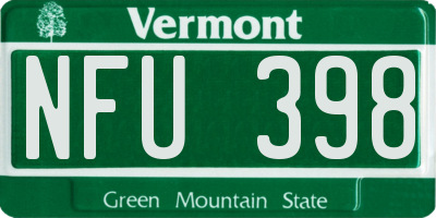 VT license plate NFU398