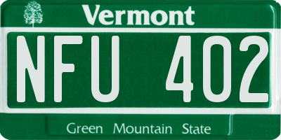 VT license plate NFU402