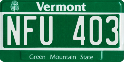 VT license plate NFU403