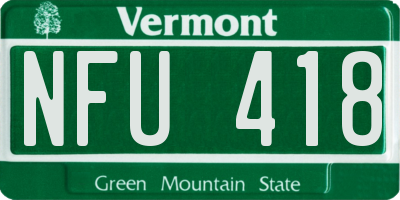 VT license plate NFU418