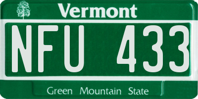 VT license plate NFU433