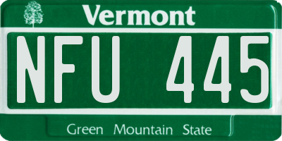 VT license plate NFU445