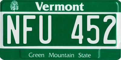 VT license plate NFU452