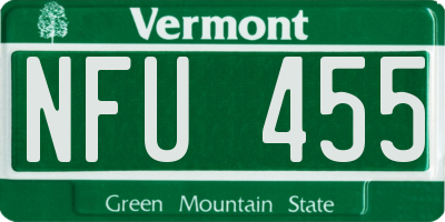 VT license plate NFU455