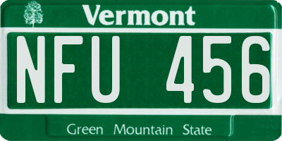VT license plate NFU456