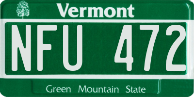 VT license plate NFU472