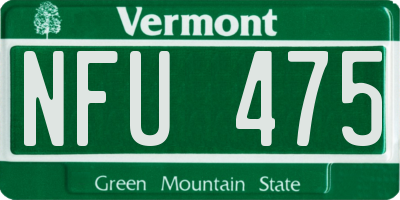 VT license plate NFU475