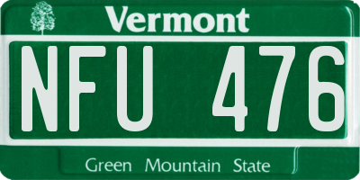 VT license plate NFU476