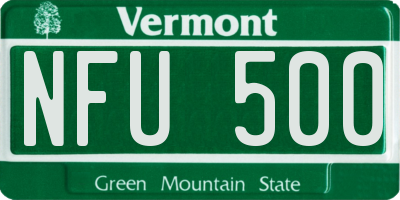 VT license plate NFU500