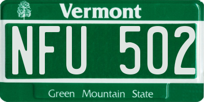 VT license plate NFU502