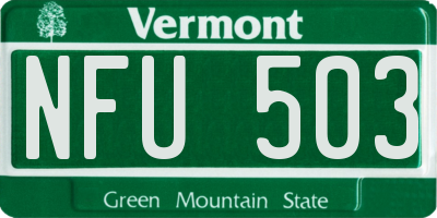 VT license plate NFU503