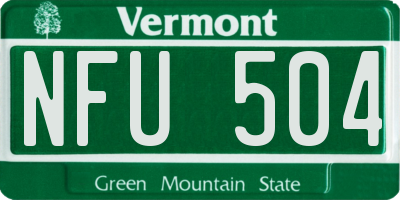 VT license plate NFU504