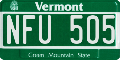 VT license plate NFU505