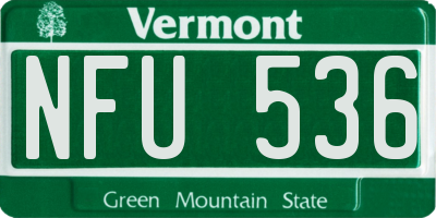 VT license plate NFU536